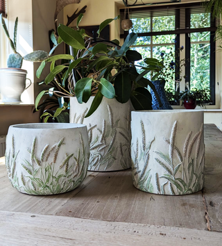 Set van 2 Clayre & Eef bloempotten korenhalmen 21x21